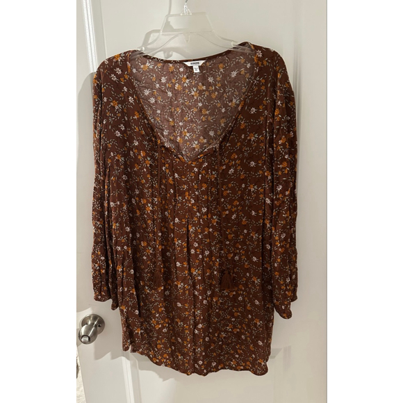 Sonoma Tops - Sonoma XL Brown Orange Floral Long Sleeve Tunic Top